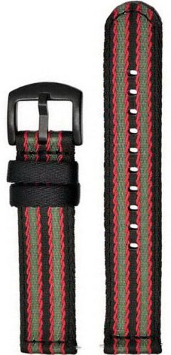 Ремешок из качественного нейлона черно-красно-зелёный с пряжкой PVD 18 мм Ремешки и браслеты для часов