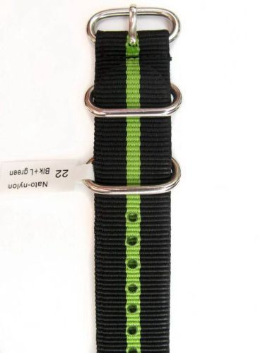Ремешок nato-nylon-blk-lgreen-22 Ремешки и браслеты для часов