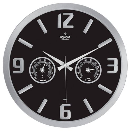 Фото часов Настенные часы с термометром и гигрометром GALAXY 705-BK