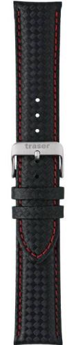 Traser №58 Кожаный черный ремешок с красной строчкой - 105717 Ремешки и браслеты для часов