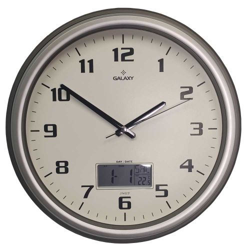 Фото часов Настенные часы с термометром и гигрометром GALAXY T-1971-S