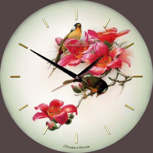 Фото часов Настенные часы из стекла Династия 01-012 "Птички"