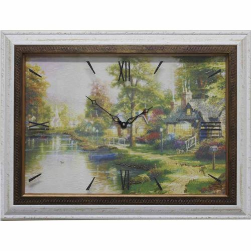 Фото часов Часы картины Династия 04-005-11 Домик у реки
            (Код: 04-005-11)