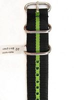 Ремешок nato-nylon-blk-lgreen-22 Ремешки и браслеты для часов
